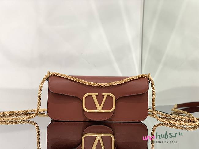 Valentino Garavani Locò brown leather crossbody bag - 1