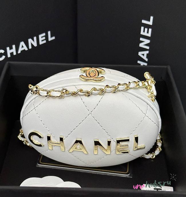 Chanel Clutch White Lambskin Gold Hardware Bag - 1