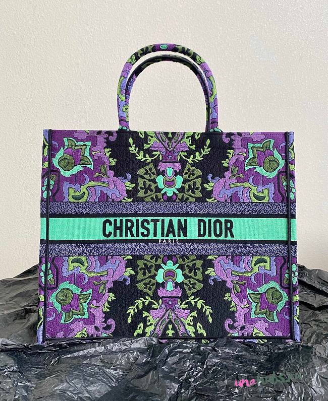 Dior Book Tote Indian Purple Embroidery 42cm Bag - 1