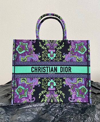 Dior Book Tote Indian Purple Embroidery 42cm Bag