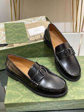 Gucci GG cutout black leather loafers