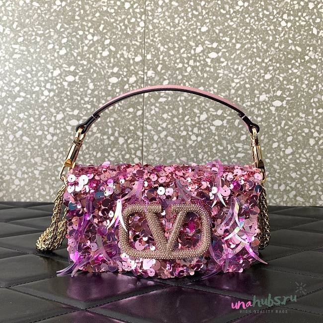 Valentino Garavani pink sequin-embellished shoulder bag - 1