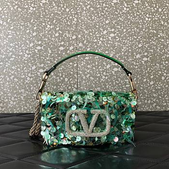 Valentino Garavani green sequin-embellished shoulder bag