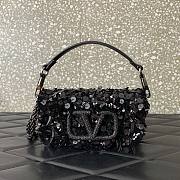 Valentino Garavani black sequin-embellished shoulder bag - 1