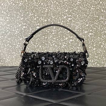 Valentino Garavani black sequin-embellished shoulder bag
