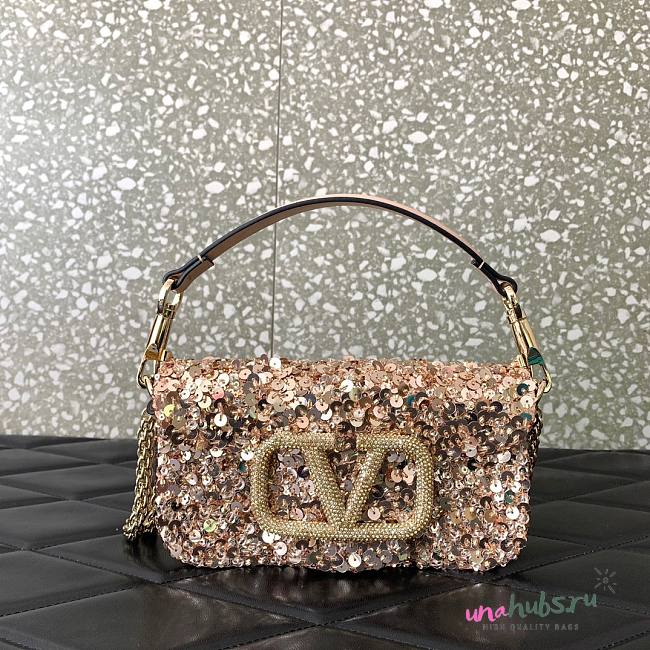 Valentino Garavani yellow sequin-embellished shoulder bag - 1