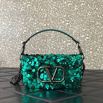 Valentino Garavani dark green sequin-embellished shoulder bag