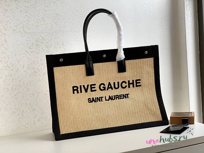 YSL Rive Gauche Straw Tote Bag  - 1