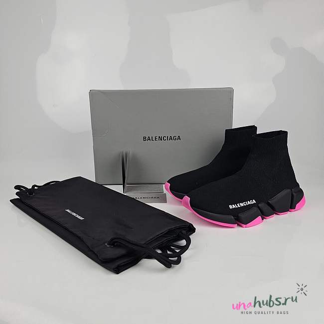 Balenciaga Women's Speed Black/Pink Sneakers  - 1