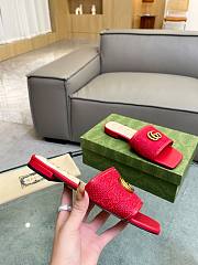 Gucci Doppia GG logo-motif red slippers - 5