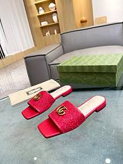 Gucci Doppia GG logo-motif red slippers - 4