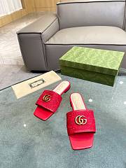 Gucci Doppia GG logo-motif red slippers - 2