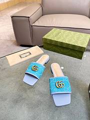 Gucci Doppia GG logo-motif blue slippers - 3