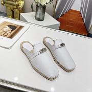 Hermes buckled espadrille white mules  - 1