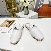 Hermes buckled espadrille white mules  - 5