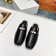 Hermes buckled espadrille black mules - 6