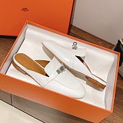 Hermes buckled espadrille white leather mules - 3