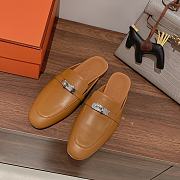 Hermes buckled espadrille brown leather mules - 6