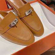 Hermes buckled espadrille brown leather mules - 2