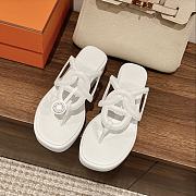 Hermes white leather pinch toe slippers  - 5