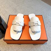 Hermes galerie white leather sandals  - 5