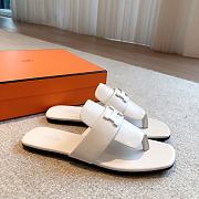 Hermes galerie white leather sandals  - 4