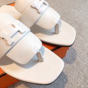 Hermes galerie white leather sandals  - 3