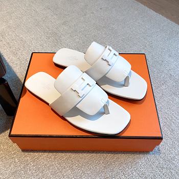 Hermes galerie white leather sandals 