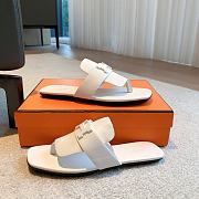 Hermes galerie white leather sandals  - 2