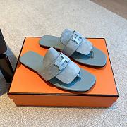 Hermes galerie blue suede leather sandals - 1