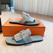 Hermes galerie blue suede leather sandals - 6