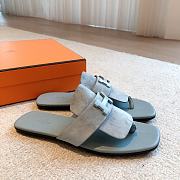 Hermes galerie blue suede leather sandals - 4