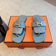 Hermes galerie blue suede leather sandals - 2