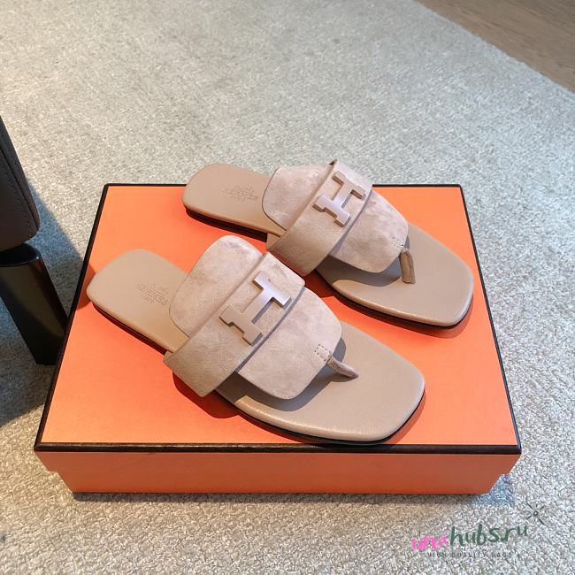 Hermes galerie beige suede leather sandals - 1