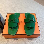 Hermes galerie green suede leather sandals - 3