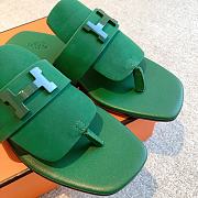 Hermes galerie green suede leather sandals - 2