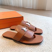 Hermes galerie brown leather sandals - 5