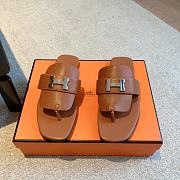 Hermes galerie brown leather sandals - 3