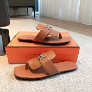 Hermes galerie brown leather sandals - 2