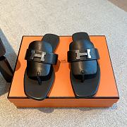 Hermes galerie black leather sandals - 3