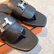 Hermes galerie black leather sandals - 2