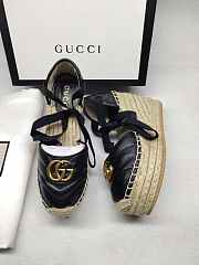 Gucci Espadrille Black Leather Matelassé Platform - 6