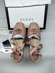 Gucci Espadrille Pink Leather Matelassé Platform - 6