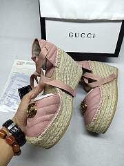 Gucci Espadrille Pink Leather Matelassé Platform - 5