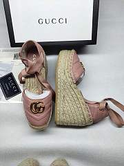 Gucci Espadrille Pink Leather Matelassé Platform - 3