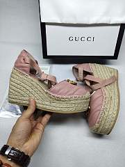 Gucci Espadrille Pink Leather Matelassé Platform - 2