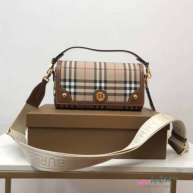 Burberry Check Note Brown Shoulder Bag - 1