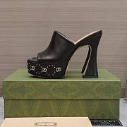 Gucci Janaya 95 GG-studded black leather platform heels - 2