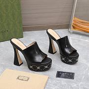 Gucci Janaya 95 GG-studded black leather platform heels - 3