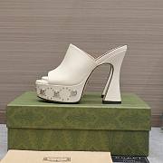 Gucci Janaya 95 GG-studded white leather platform heels - 6